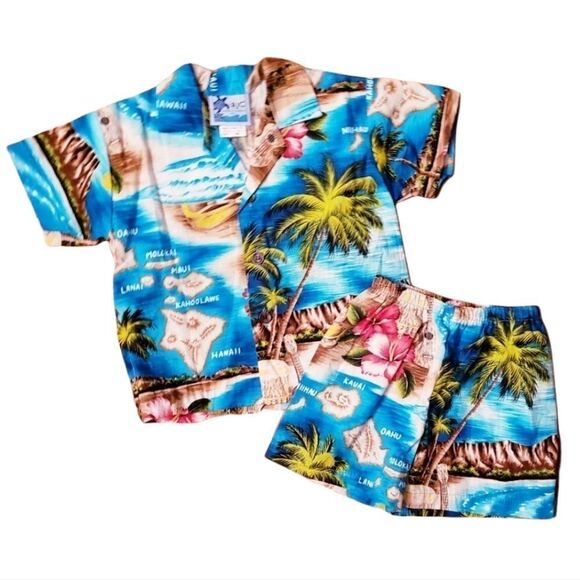 NWOT RJC Hawaiian Shirt & Shorts Set - Picture 1 of 5